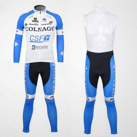 2012 Maillot Colnago Tirantes Mangas Largas celeste Y Blanco